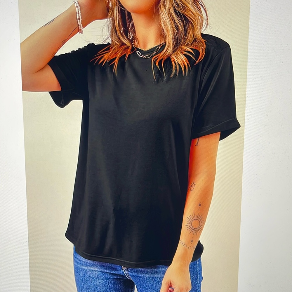 New in package, Black Casual Plain Crew Neck T Tee Shirt Size 2XL 2X